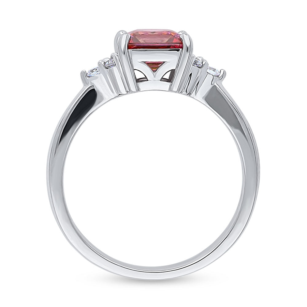 Solitaire Red Princess CZ Ring in Sterling Silver 1.2ct