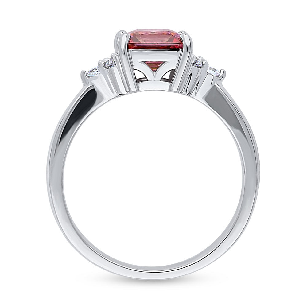 Alternate view of Solitaire Red Princess CZ Ring in Sterling Silver 1.2ct, 7 of 8