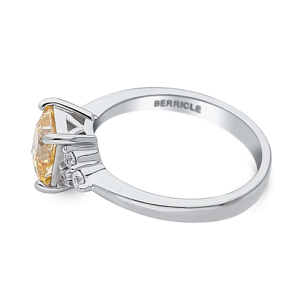 Solitaire Yellow Princess CZ Ring in Sterling Silver 1.2ct