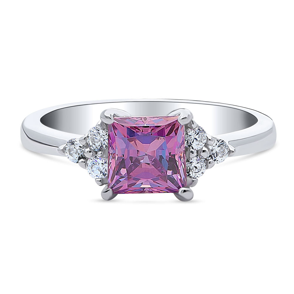 Solitaire Purple Princess CZ Ring in Sterling Silver 1.2ct