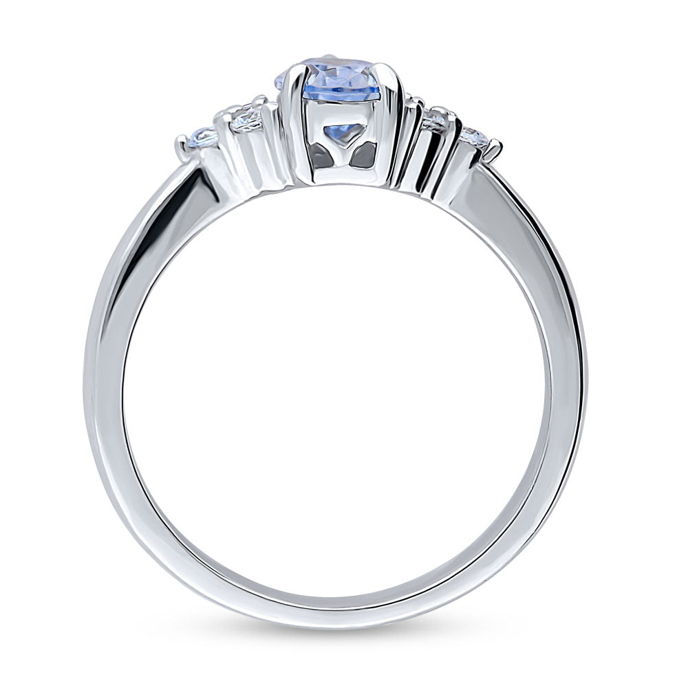 Alternate view of Solitaire Blue Pear CZ Ring in Sterling Silver 0.8ct, 7 of 8