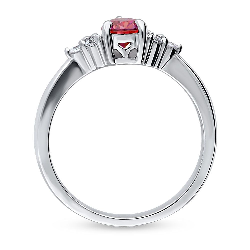 Solitaire Red Pear CZ Ring in Sterling Silver 0.8ct