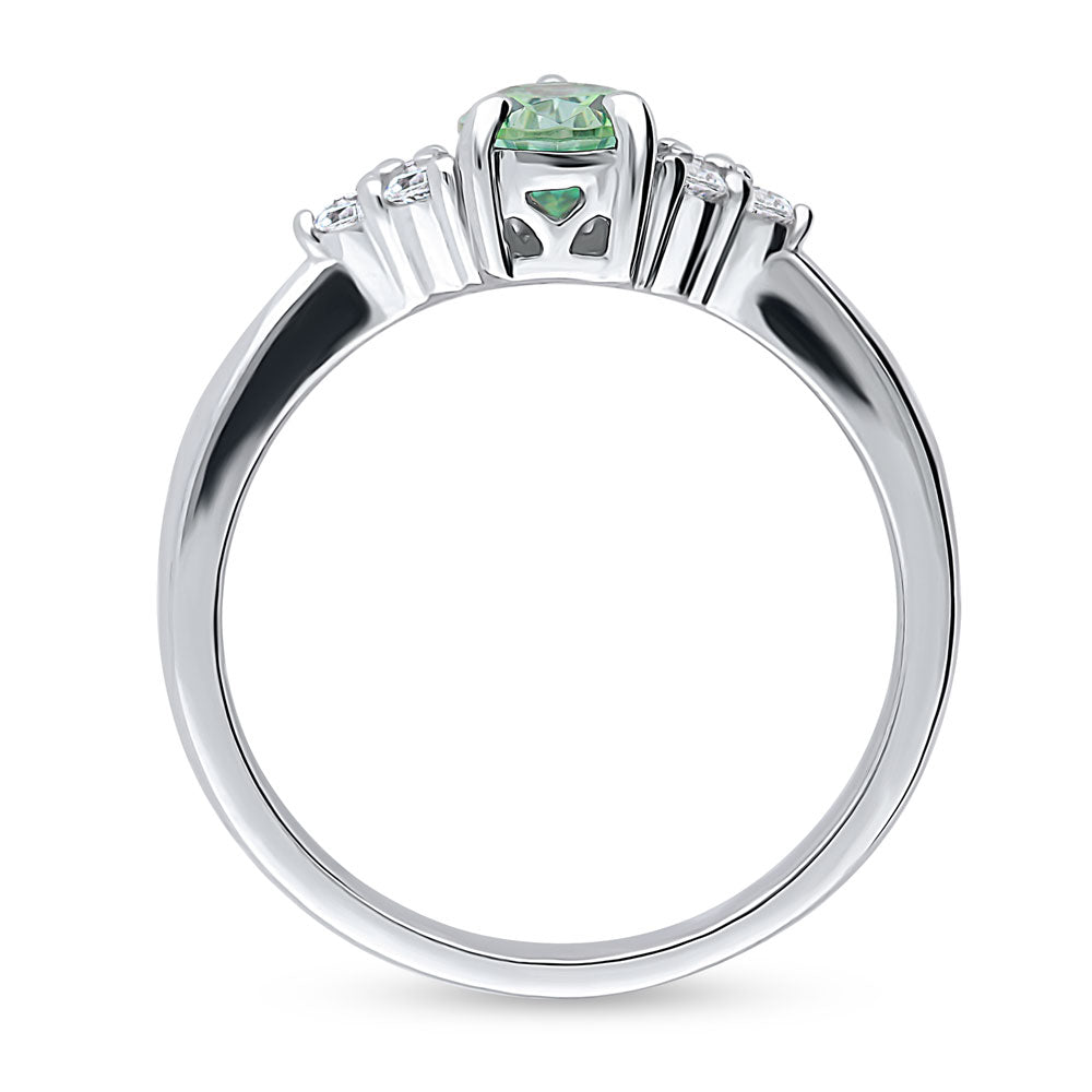 Alternate view of Solitaire Green Pear CZ Ring in Sterling Silver 0.8ct, 7 of 8