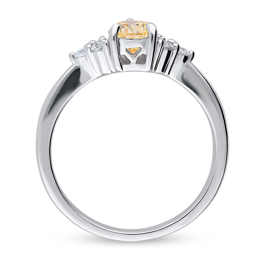 Alternate view of Solitaire Yellow Pear CZ Ring in Sterling Silver 0.8ct