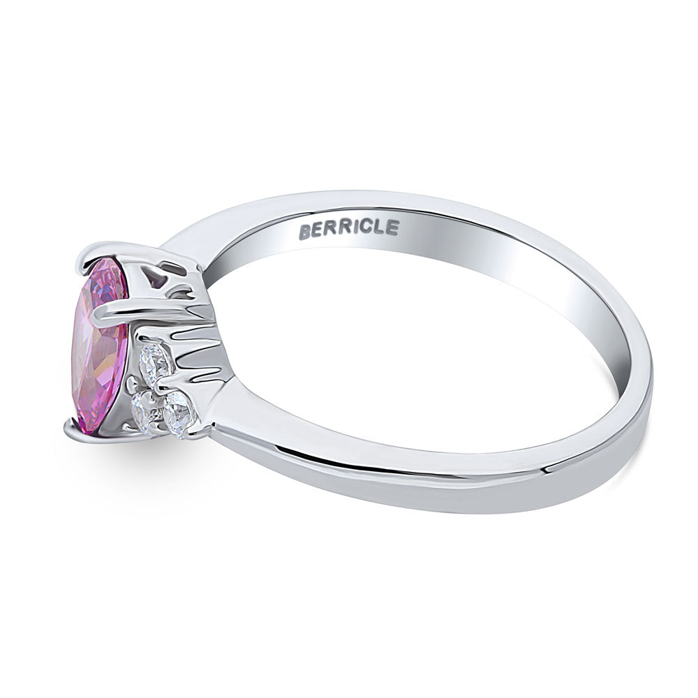 Solitaire 0.8ct Purple Pear CZ Ring in Sterling Silver