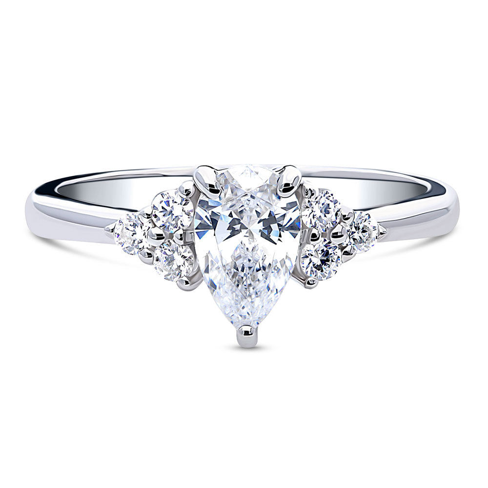 Solitaire 0.8ct Pear CZ Ring in Sterling Silver