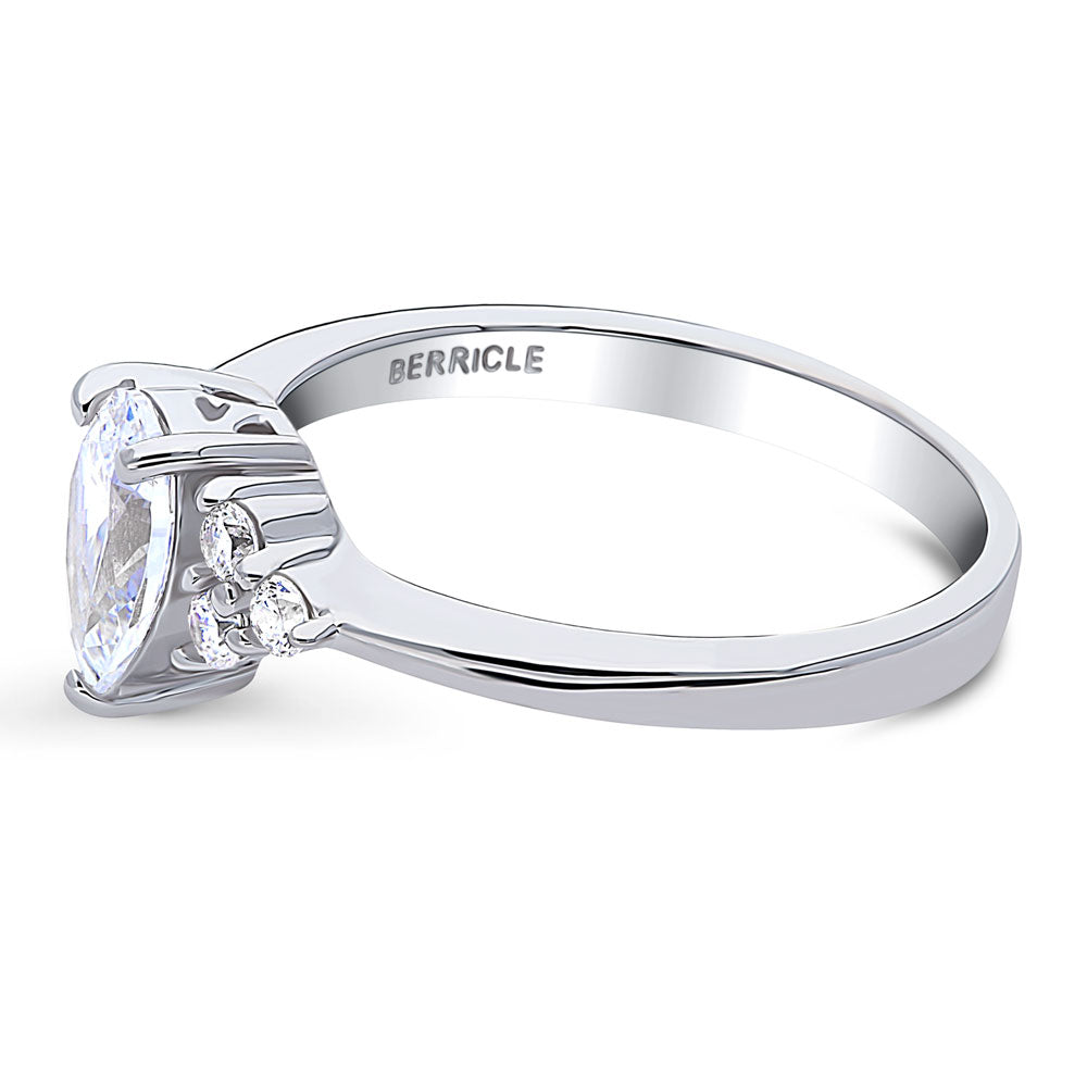 Angle view of Solitaire 0.8ct Pear CZ Ring in Sterling Silver, 5 of 8
