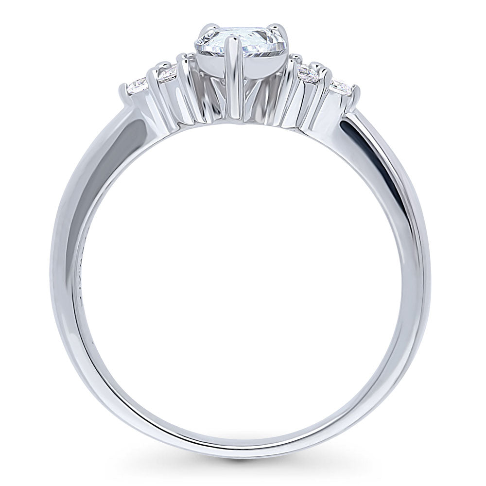 Alternate view of Solitaire 0.8ct Pear CZ Ring in Sterling Silver, 7 of 8