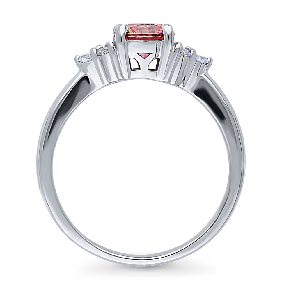 Alternate view of Solitaire Red Round CZ Ring in Sterling Silver 0.8ct, 7 of 8