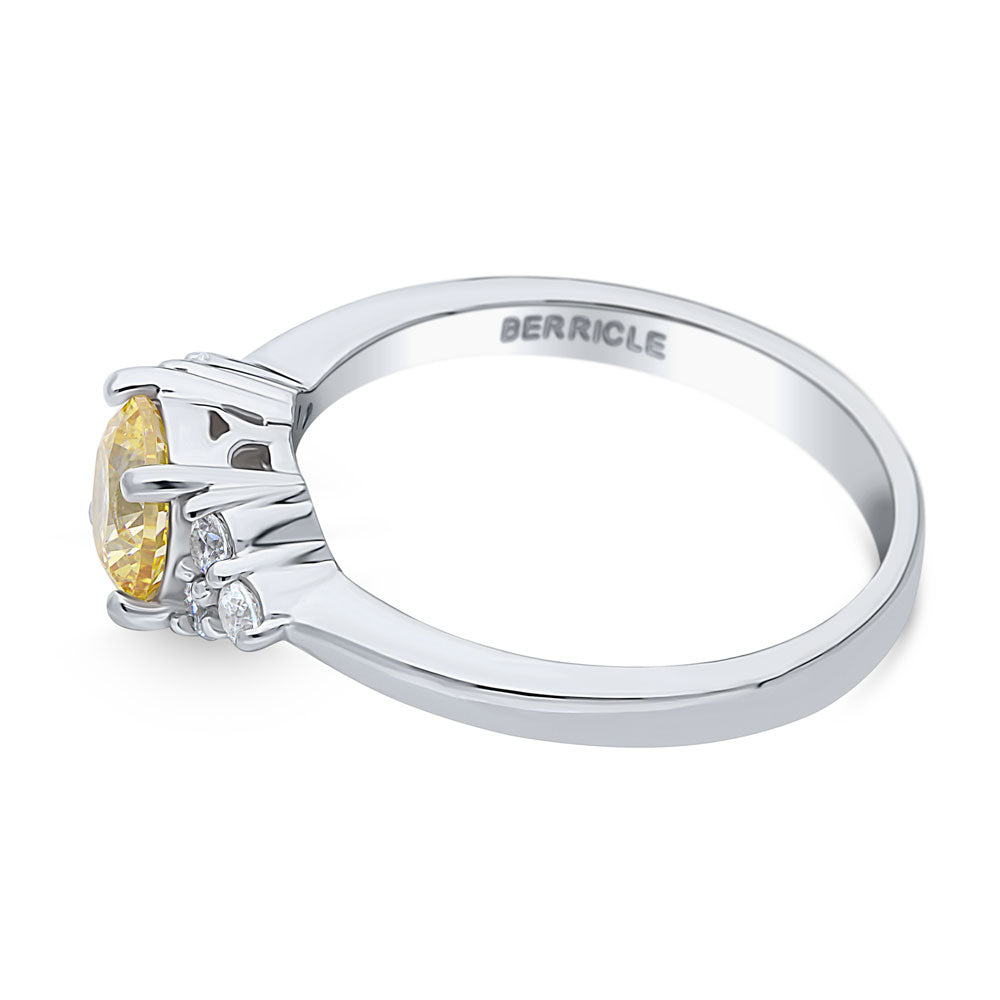 Solitaire Yellow Round CZ Ring in Sterling Silver 0.8ct