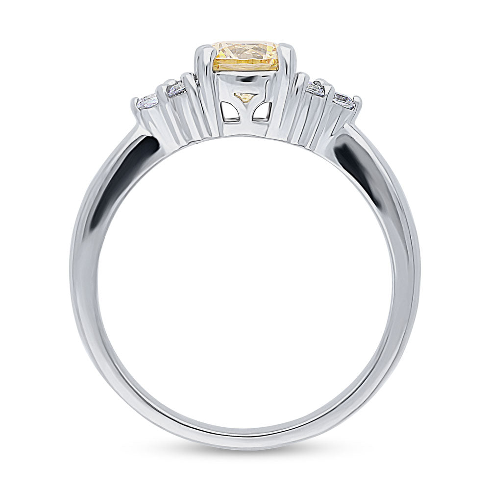 Alternate view of Solitaire Yellow Round CZ Ring in Sterling Silver 0.8ct