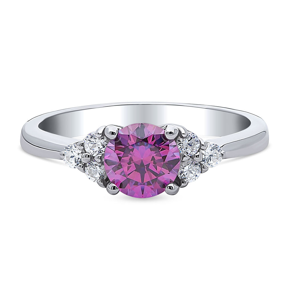 Solitaire Purple Round CZ Ring in Sterling Silver 0.8ct, 1 of 8