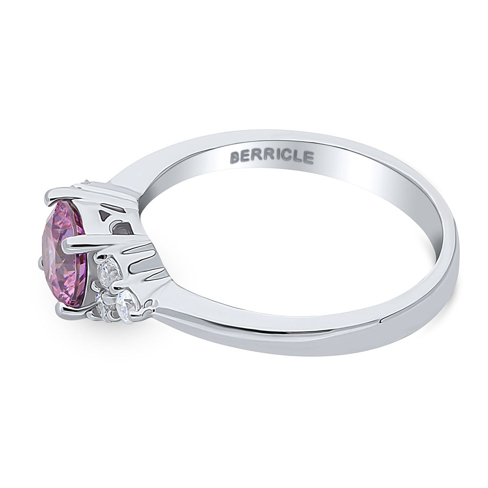 Solitaire Purple Round CZ Ring in Sterling Silver 0.8ct