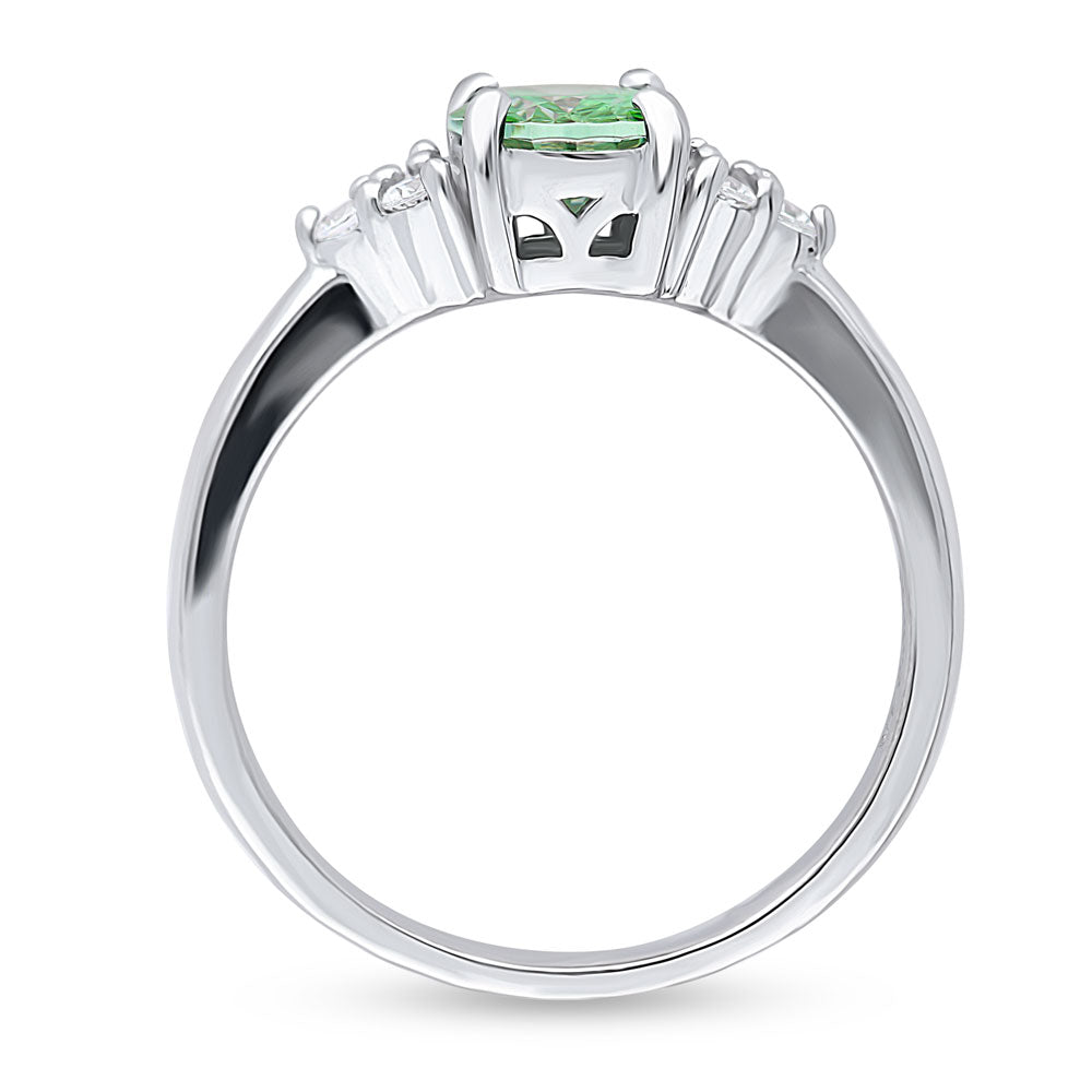 Alternate view of Solitaire Green Oval CZ Ring in Sterling Silver 1.2ct