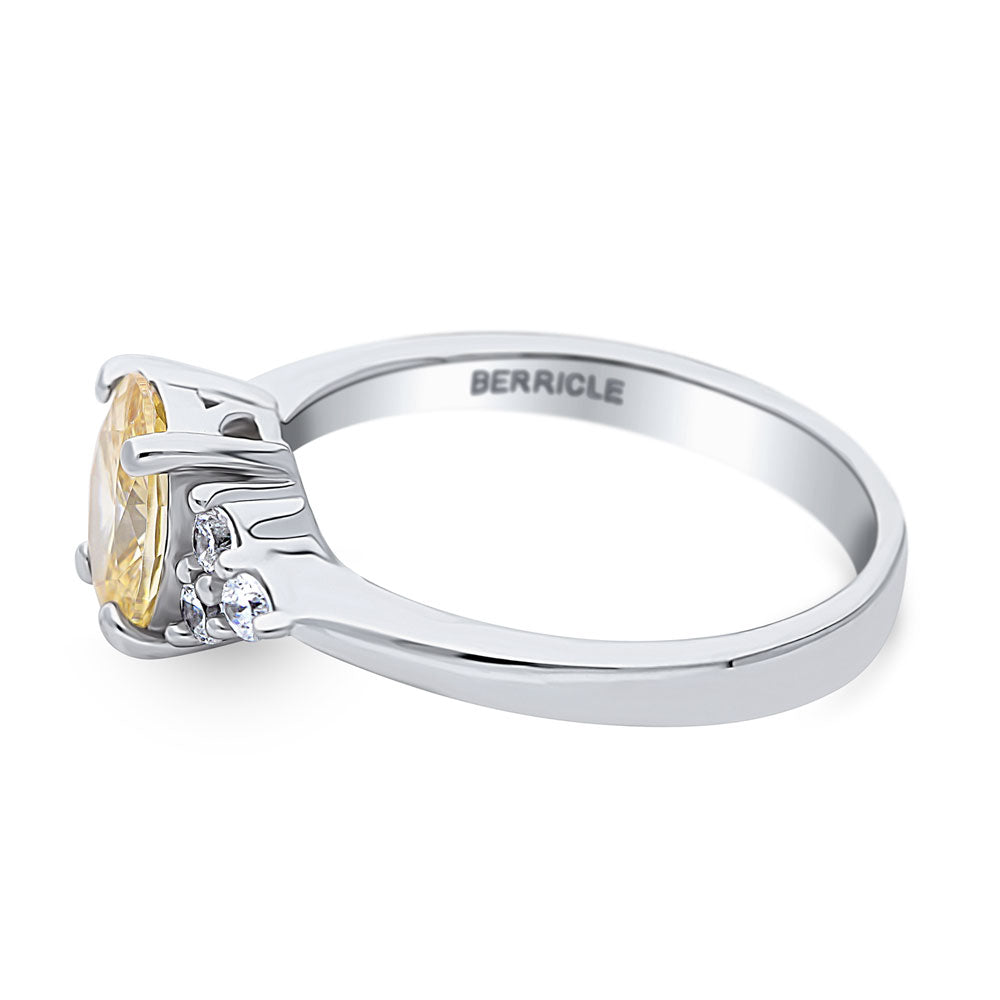 Solitaire Yellow Oval CZ Ring in Sterling Silver 1.2ct