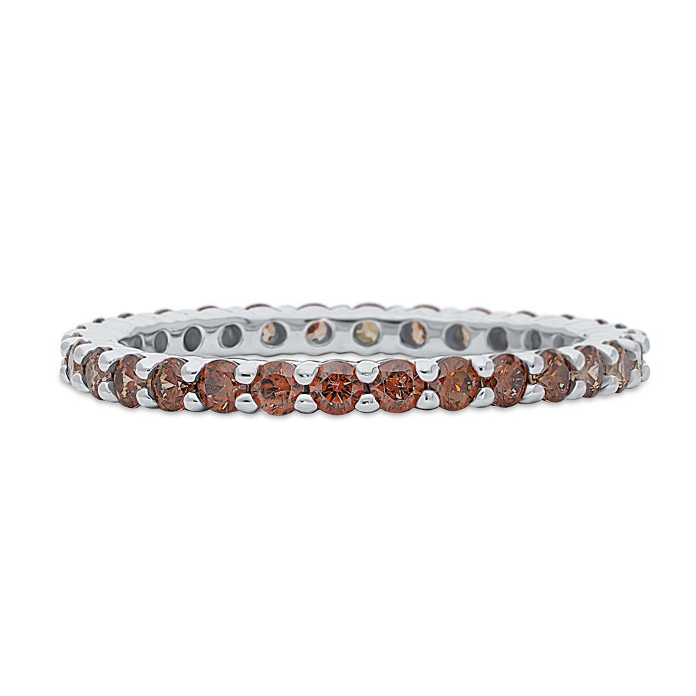 Caramel Pave Set CZ Eternity Ring in Sterling Silver, 1 of 6