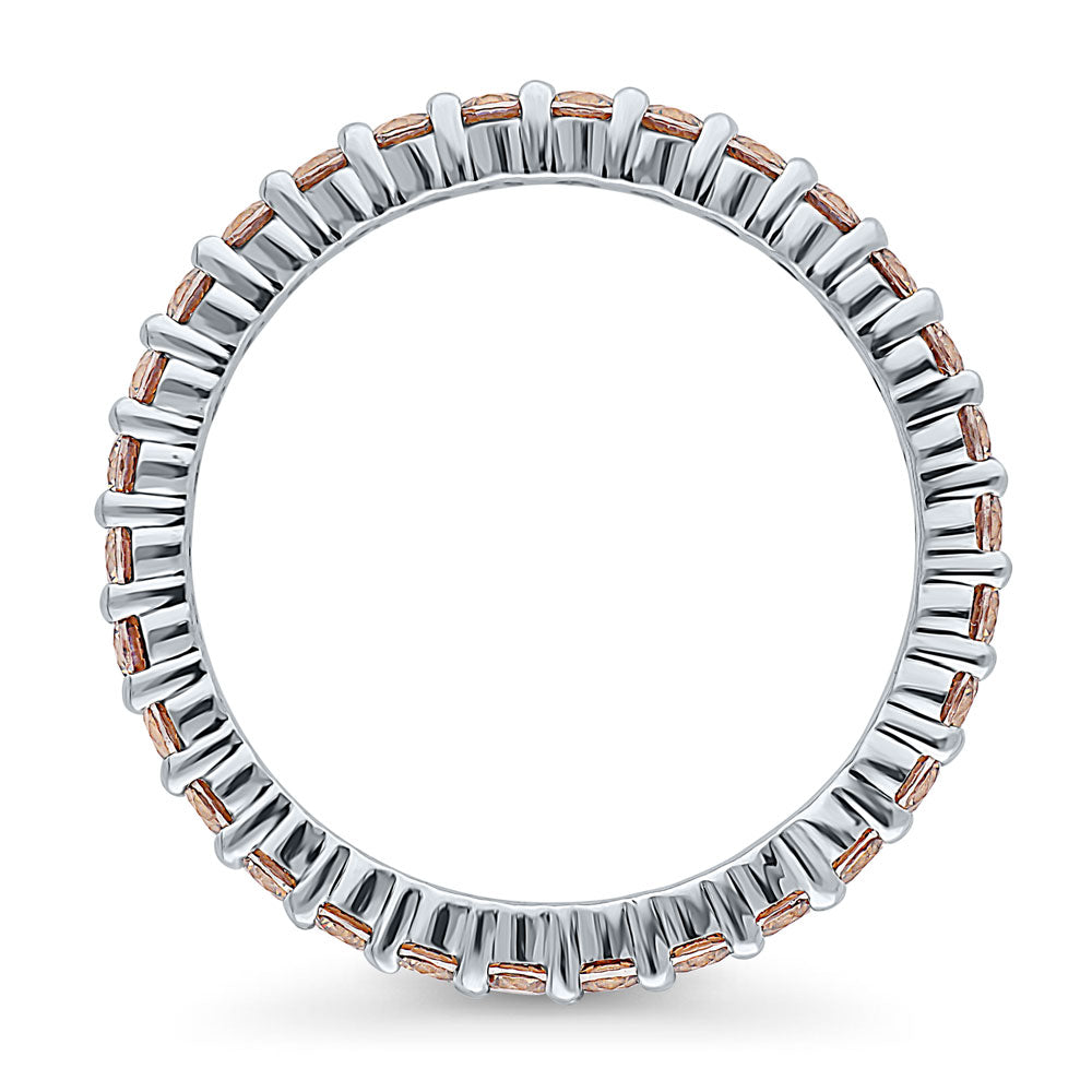 Caramel Pave CZ Eternity Ring in Sterling Silver
