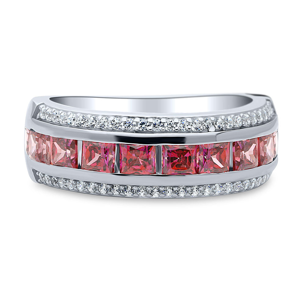 Red Channel Set CZ Half Eternity Ring in Sterling Silver, 1 of 8