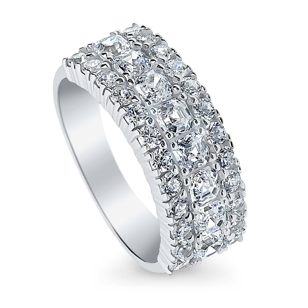 Front view of Art Deco CZ Half Eternity Ring in Sterling Silver