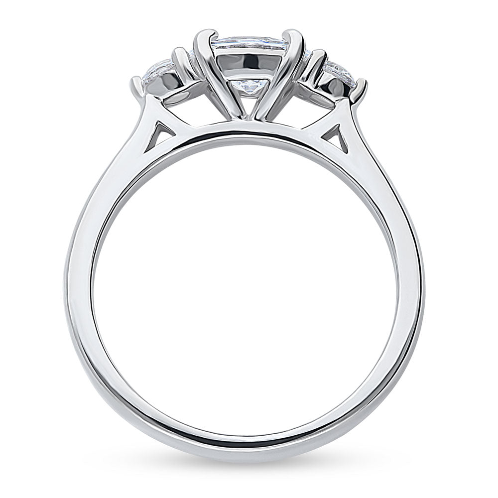 Alternate view of 3-Stone East-West Oval CZ Ring in Sterling Silver, 7 of 8