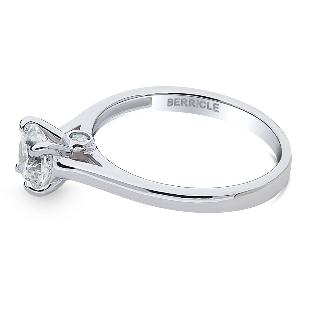 Angle view of Solitaire 0.8ct Round CZ Ring in Sterling Silver, 4 of 8