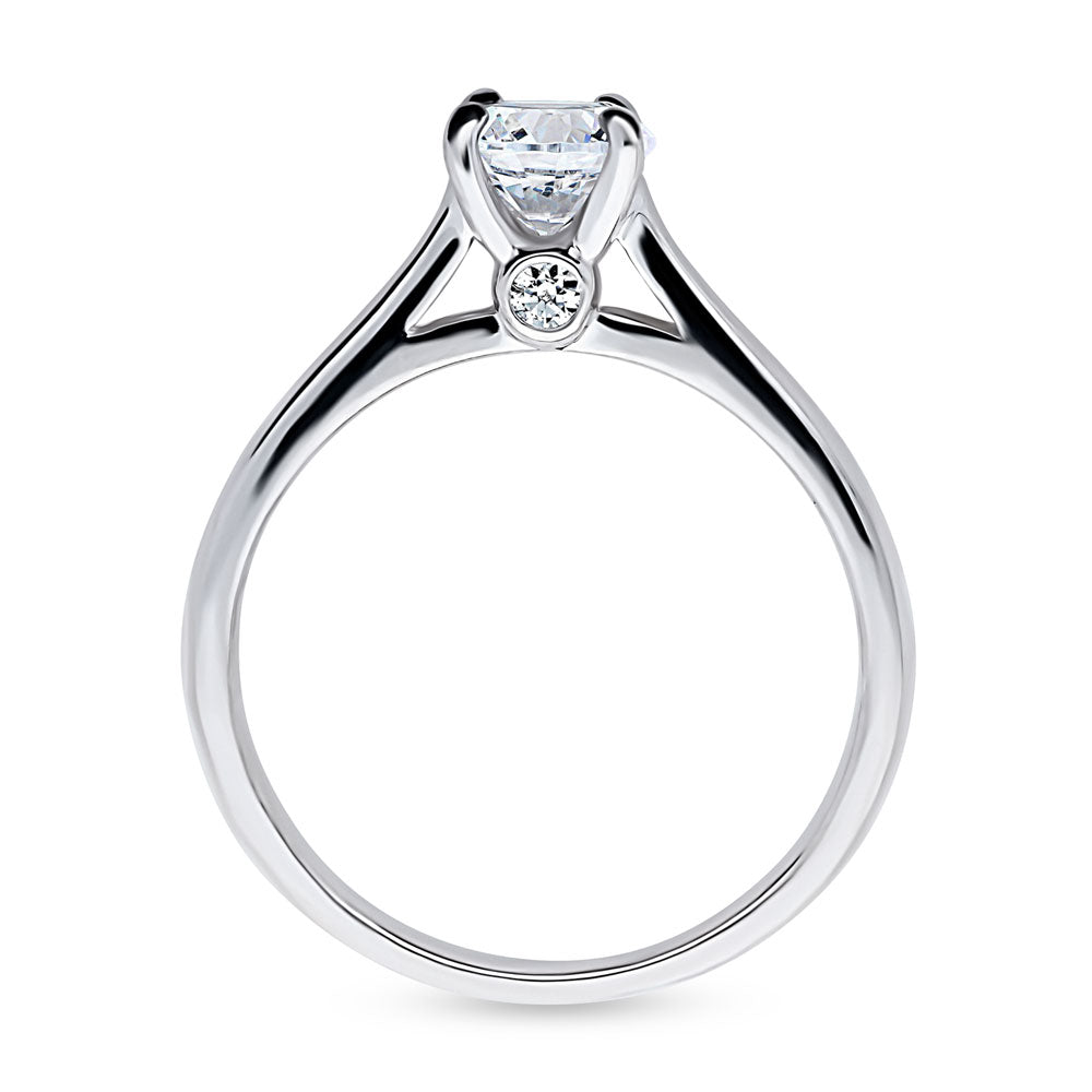 Alternate view of Solitaire 0.8ct Round CZ Ring in Sterling Silver, 7 of 8