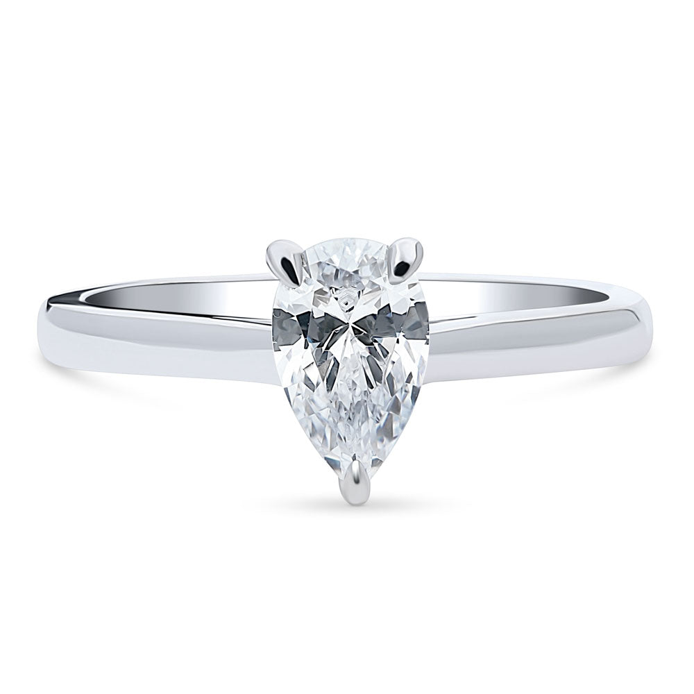 Solitaire 0.8ct Pear CZ Ring in Sterling Silver