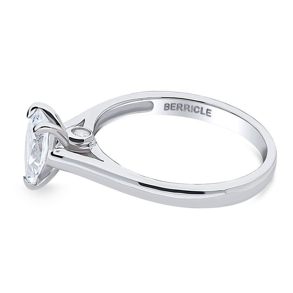 Angle view of Solitaire 0.8ct Pear CZ Ring in Sterling Silver