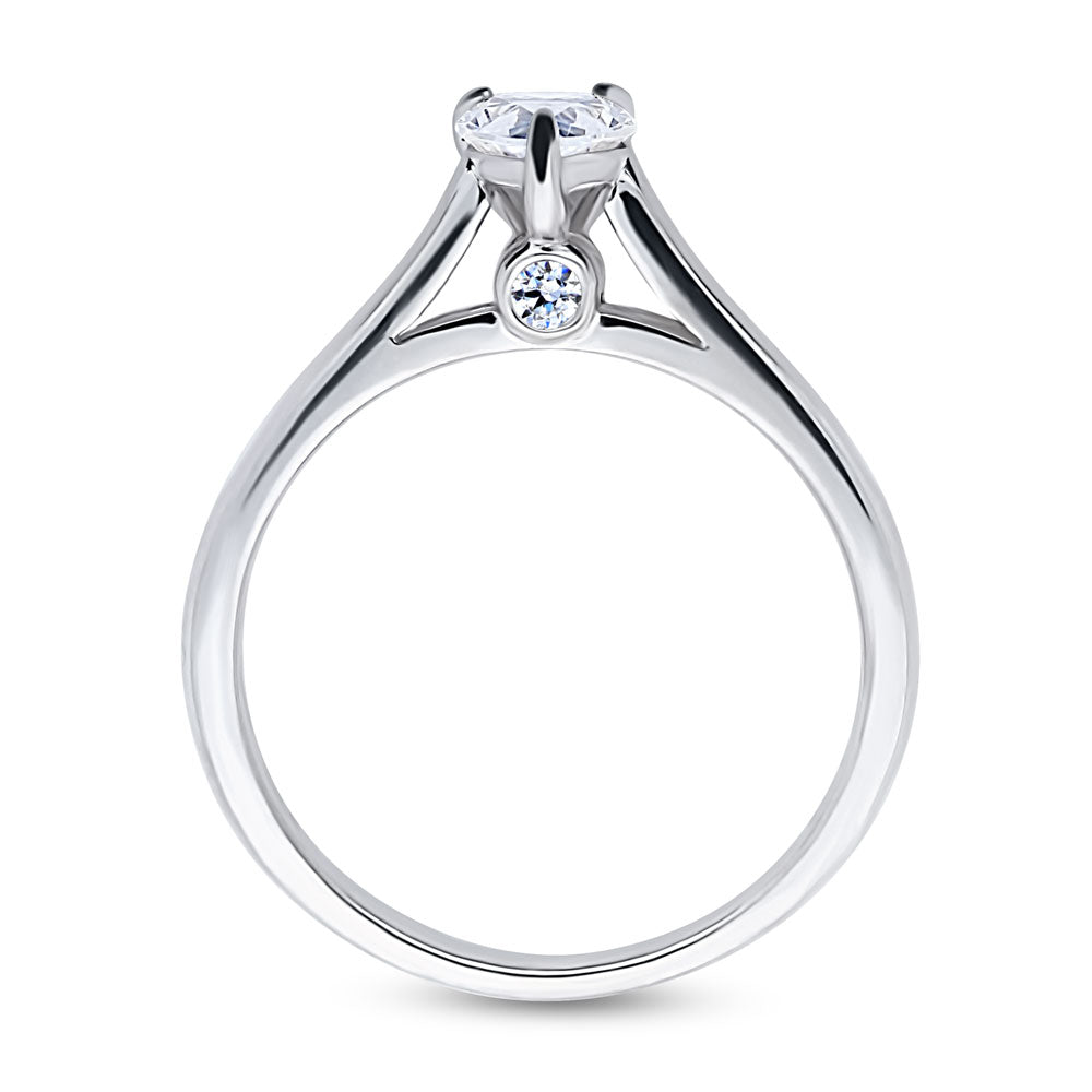 Alternate view of Solitaire 0.8ct Pear CZ Ring in Sterling Silver