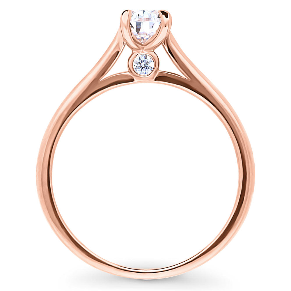 Alternate view of Solitaire 0.8ct Pear CZ Ring in Rose Gold Plated Sterling Silver