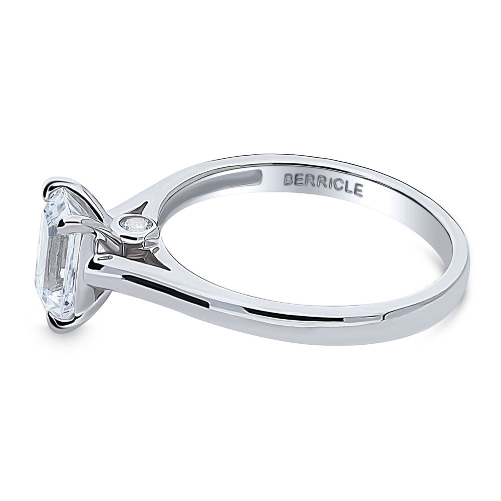 Solitaire 1ct Emerald Cut CZ Ring in Sterling Silver