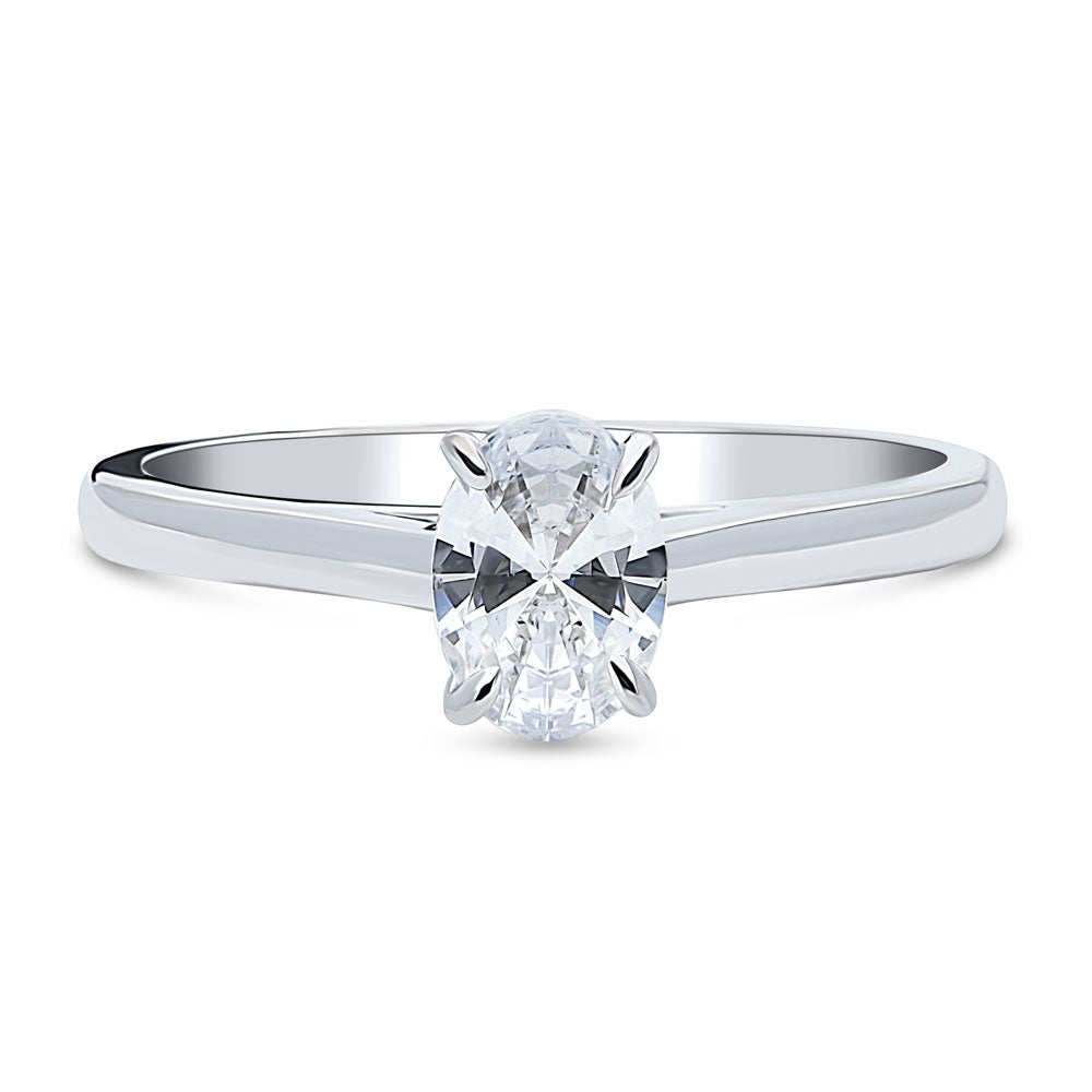 Solitaire 0.7ct Oval CZ Ring in Sterling Silver, 1 of 9