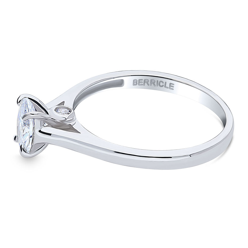 Angle view of Solitaire 0.7ct Oval CZ Ring in Sterling Silver