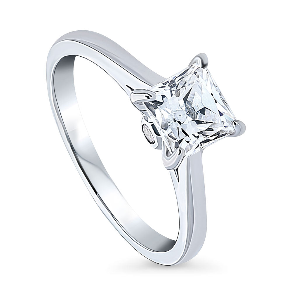 Solitaire 1.2ct Princess CZ Ring in Sterling Silver