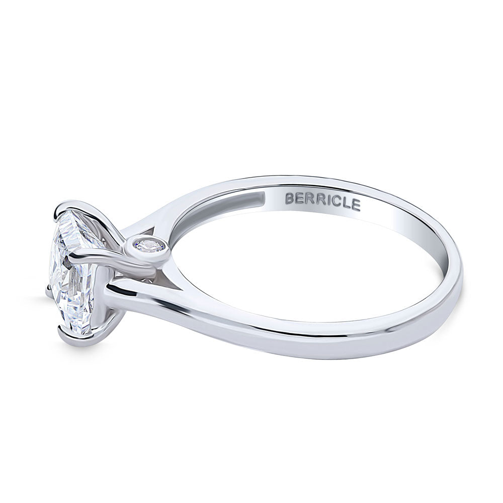Angle view of Solitaire 1.2ct Princess CZ Ring in Sterling Silver, 4 of 8