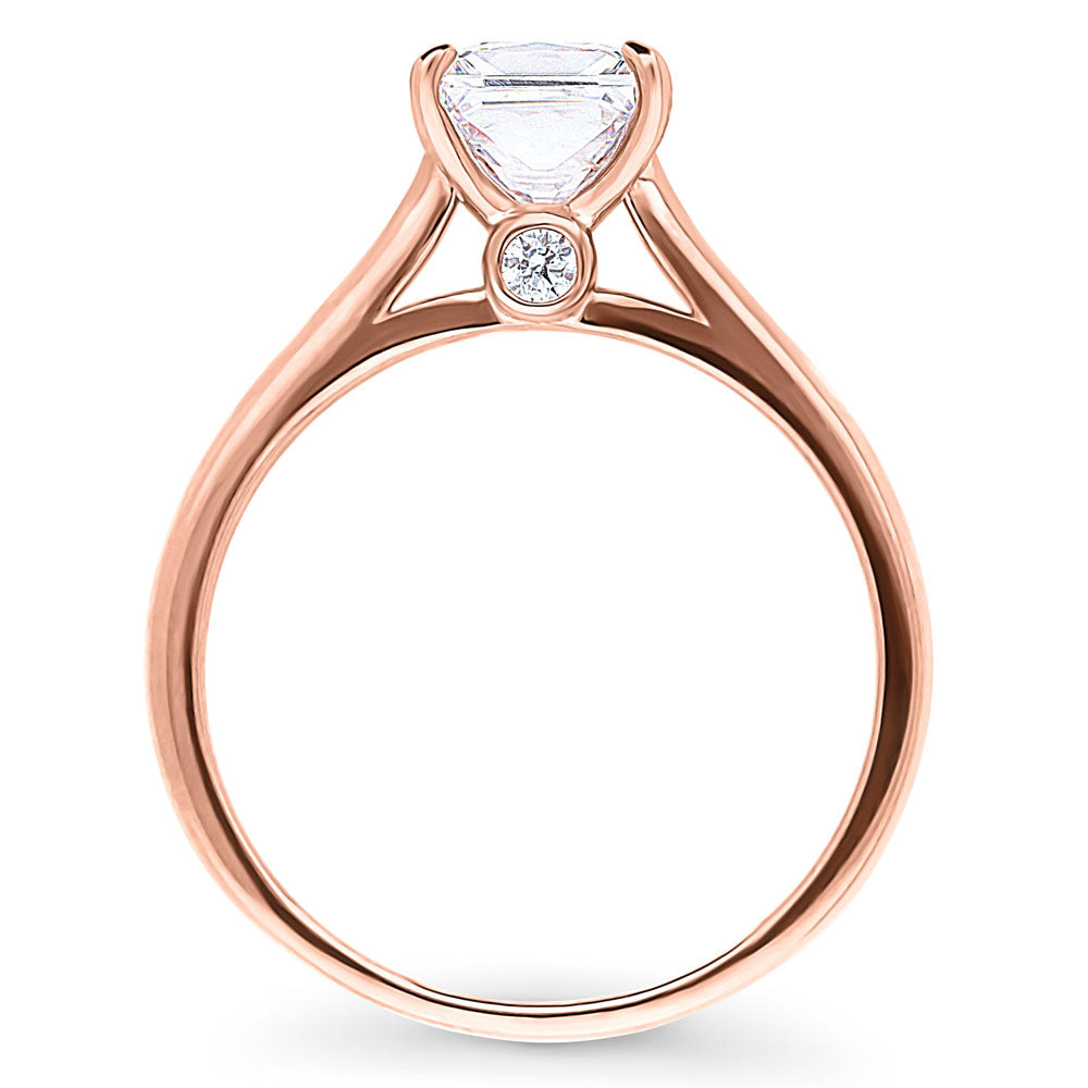 Solitaire 1.2ct Princess CZ Ring in Rose Gold Plated Sterling Silver