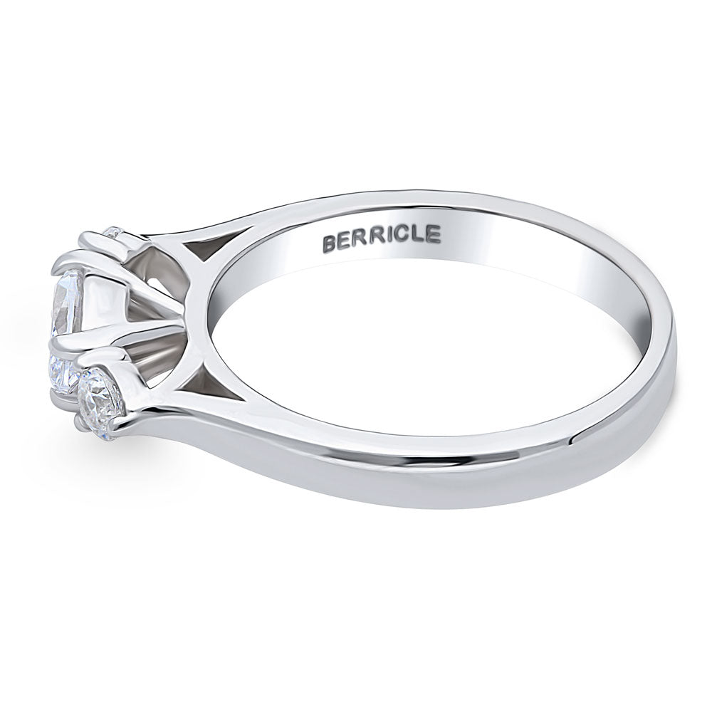 Angle view of 3-Stone East-West Marquise CZ Ring in Sterling Silver, 5 of 8