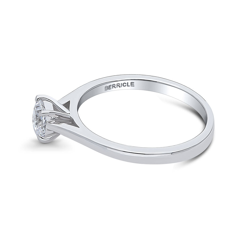 Angle view of Solitaire 0.4ct Princess CZ Ring in Sterling Silver