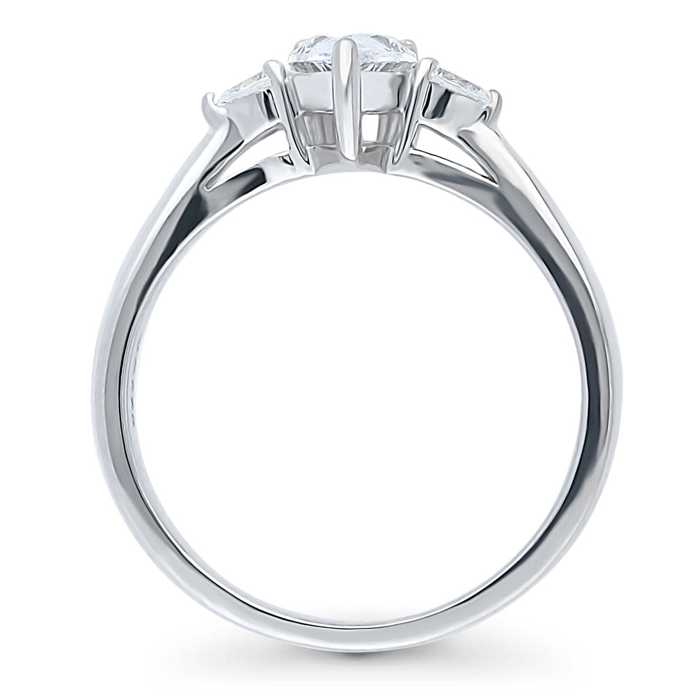 Alternate view of 3-Stone Pear CZ Ring in Sterling Silver