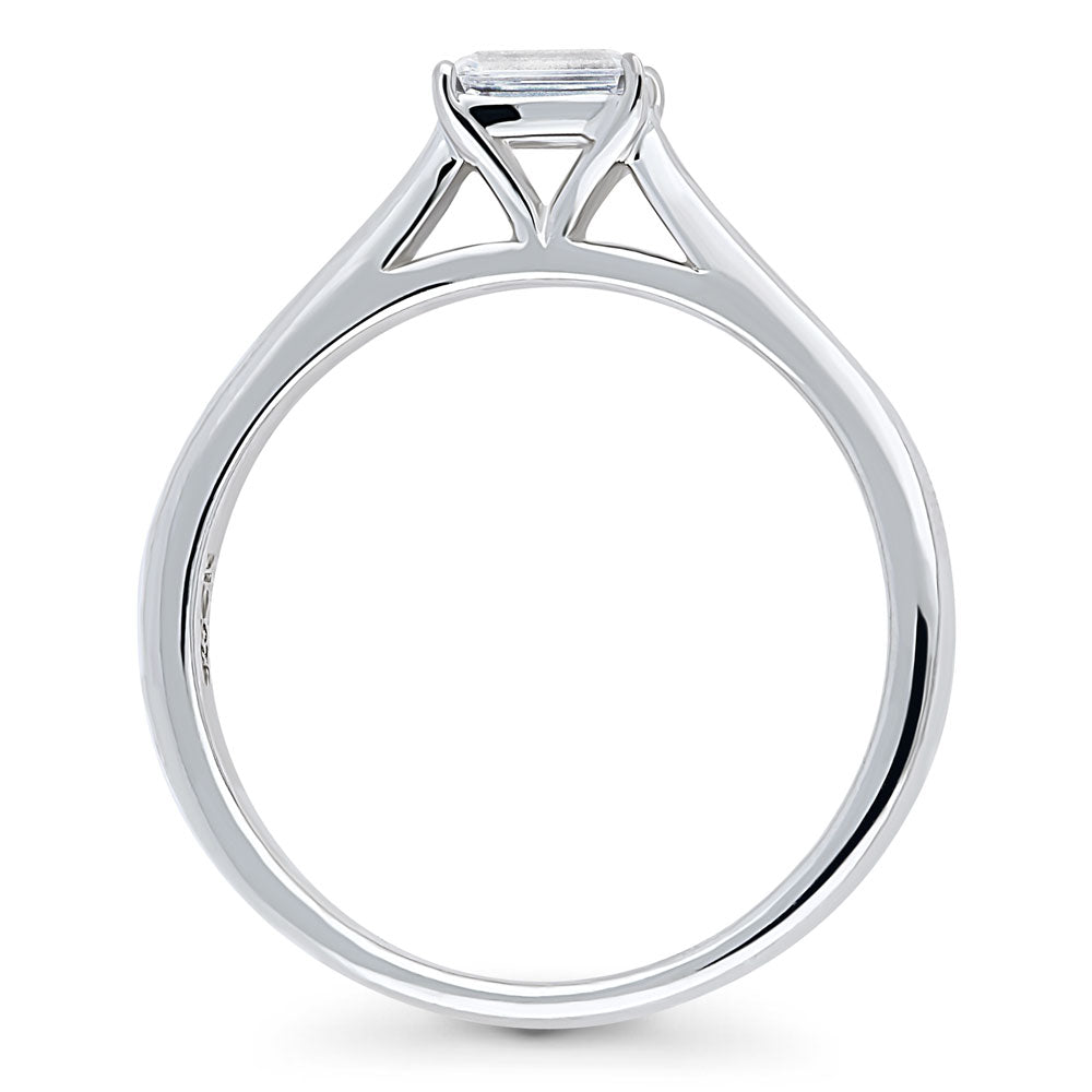 Alternate view of Solitaire East-West 0.3ct Emerald Cut CZ Ring in Sterling Silver