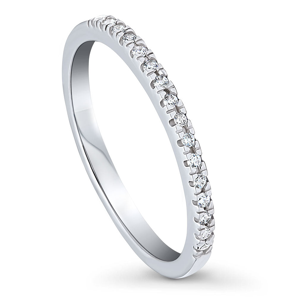 CZ Half Eternity Ring in Sterling Silver, front view