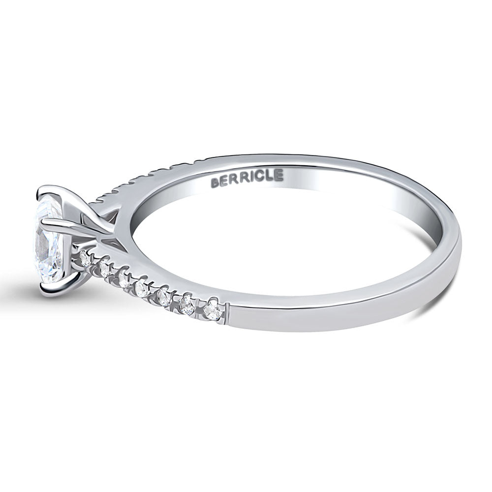 Angle view of Solitaire 0.4ct Princess CZ Ring in Sterling Silver