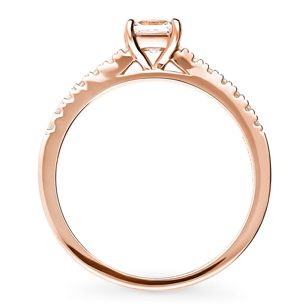 Alternate view of Solitaire 0.4ct Princess CZ Ring in Rose Gold Plated Sterling Silver