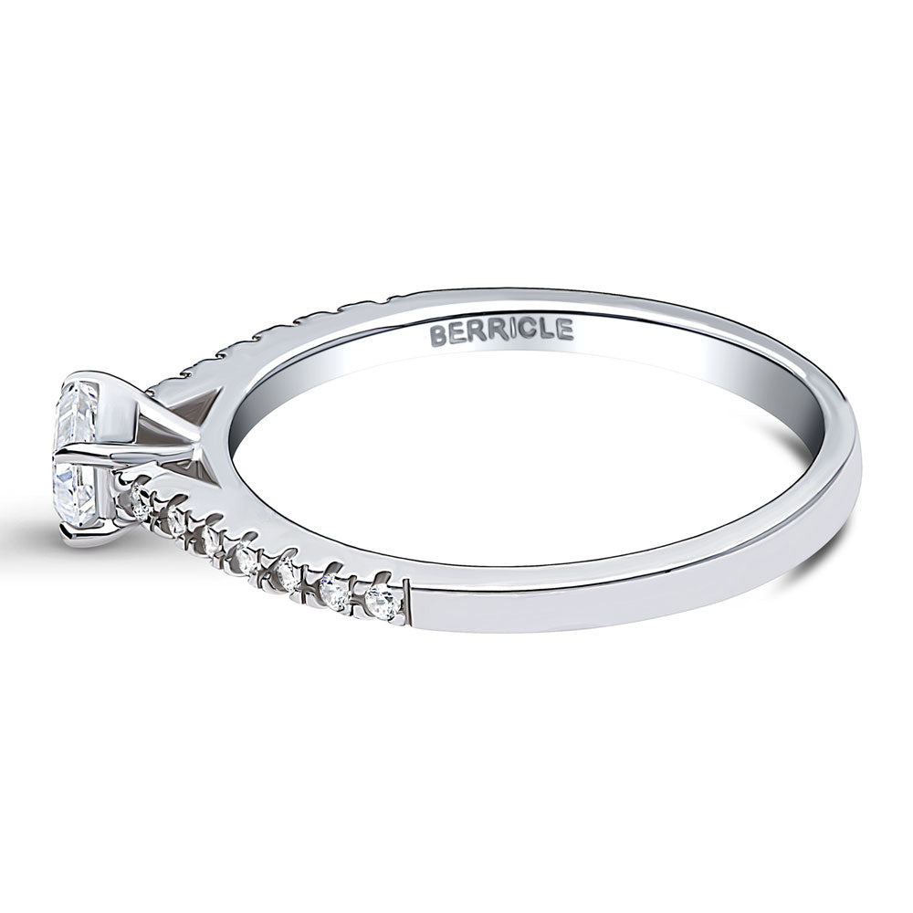 Solitaire East-West 0.3ct Emerald Cut CZ Ring in Sterling Silver