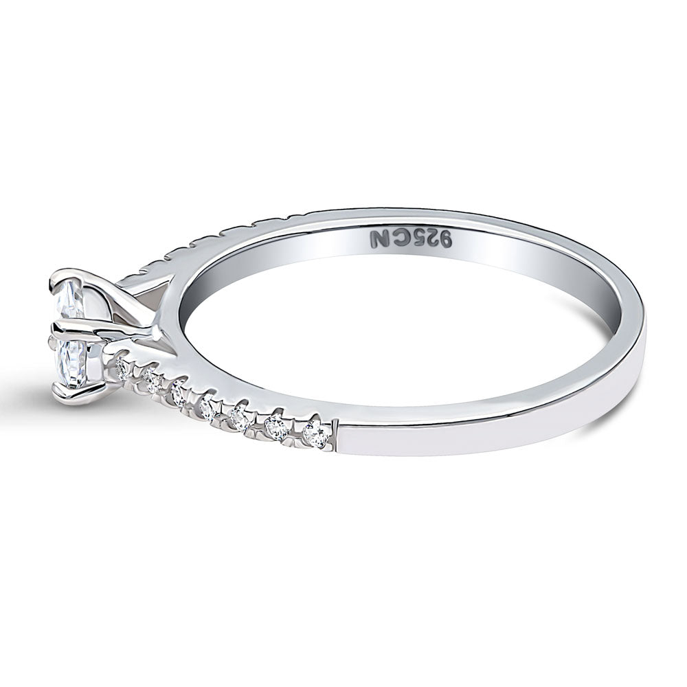 Angle view of Solitaire 0.4ct Oval CZ Ring in Sterling Silver