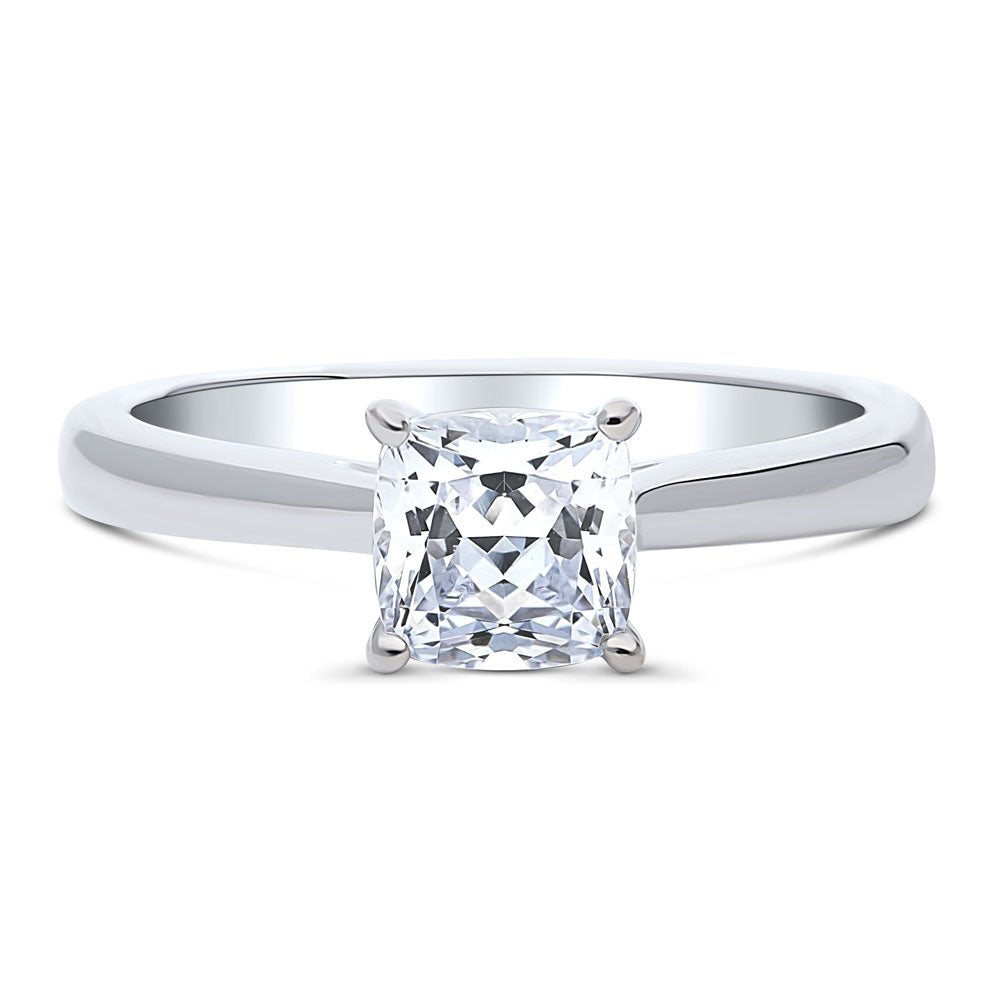 Solitaire 1.25ct Cushion CZ Ring in Sterling Silver