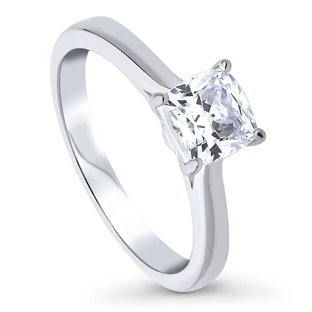 Solitaire 1.25ct Cushion CZ Ring in Sterling Silver