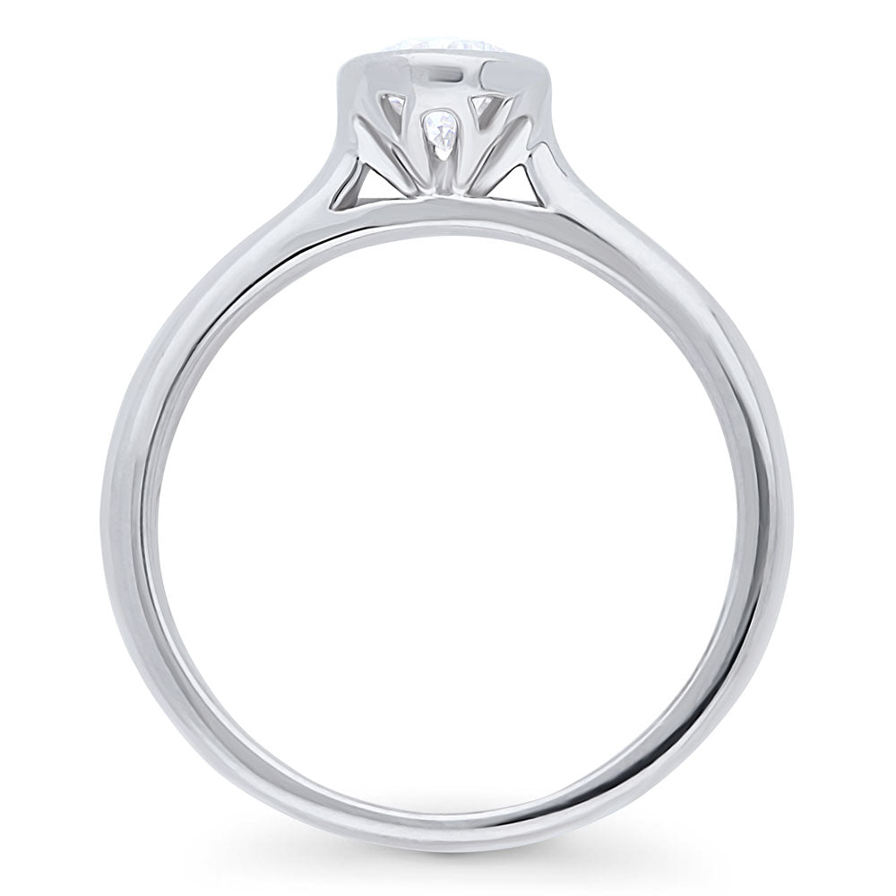 Alternate view of Solitaire 0.8ct Bezel Set Pear CZ Ring in Sterling Silver