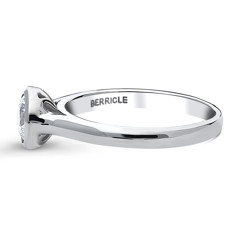 Solitaire 0.8ct Bezel Set Round CZ Ring in Sterling Silver