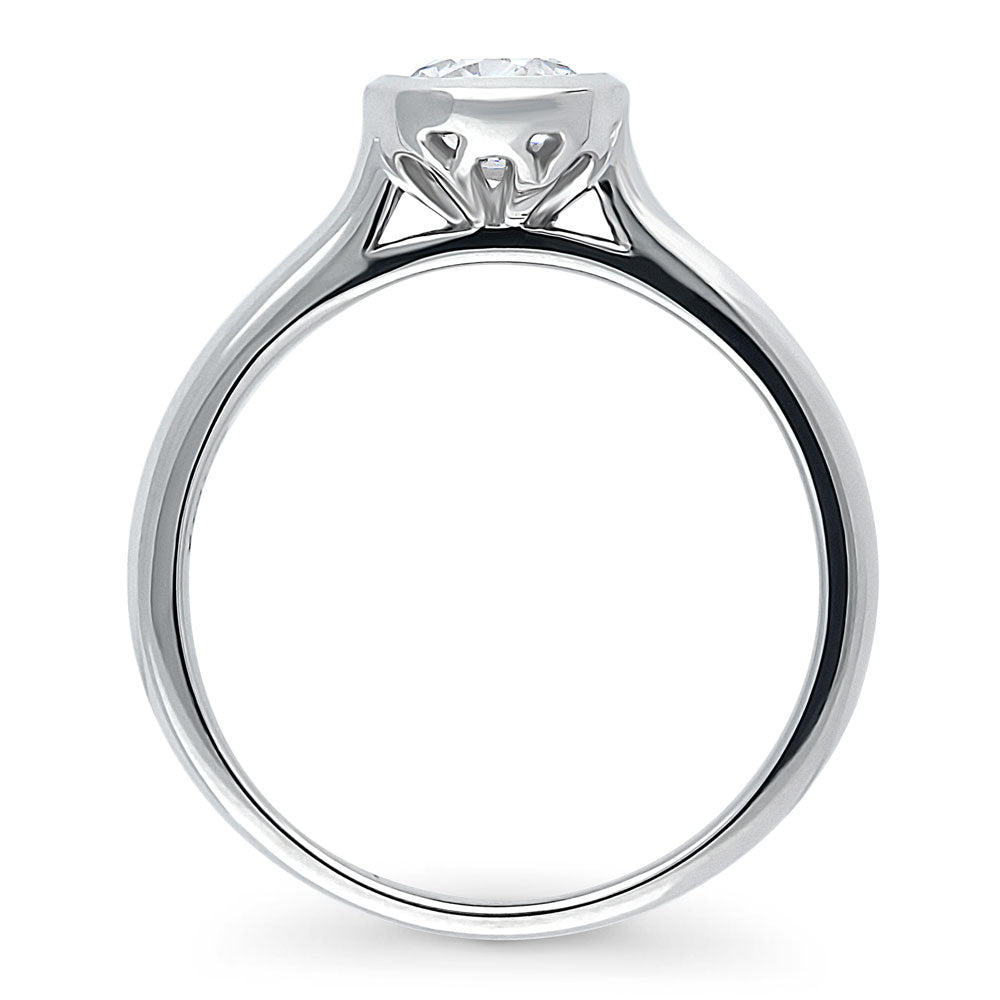 Solitaire 0.8ct Bezel Set Round CZ Ring in Sterling Silver